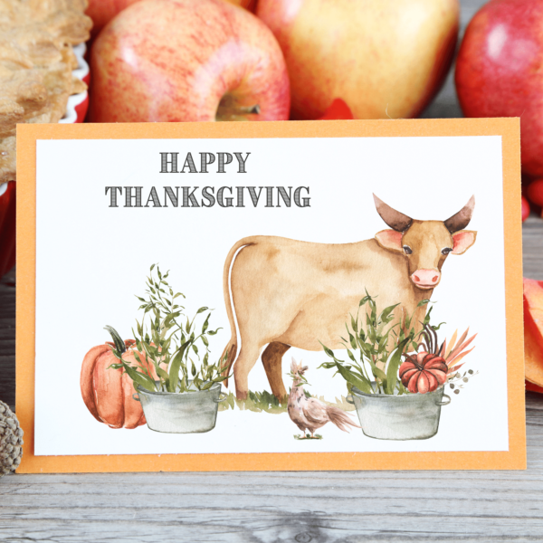 Thanksgiving printable cards in the comfort of your home. Save gas, time and money by printing your own cards at your convenience!