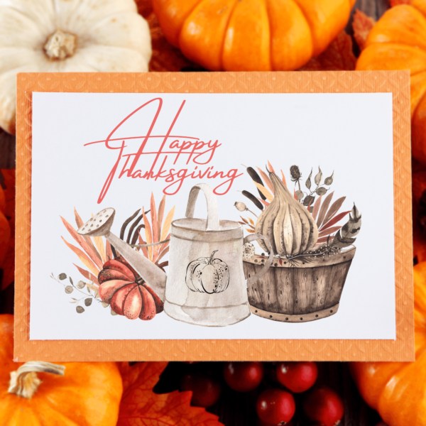 Thanksgiving printable cards in the comfort of your home. Save gas, time and money by printing your own cards at your convenience!